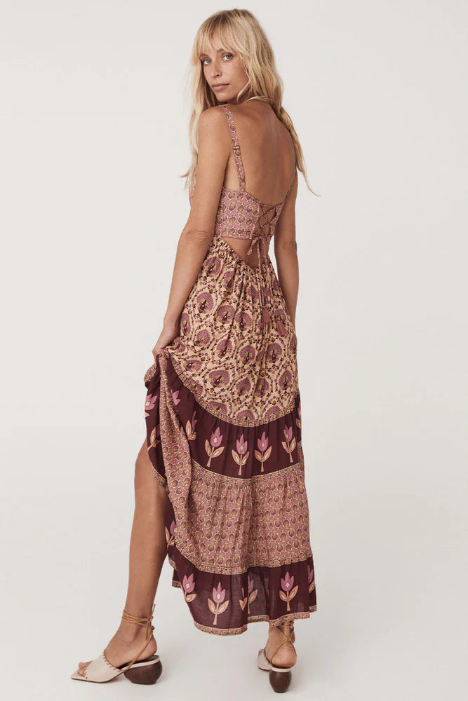 Chateau Quilted Strappy Maxi Dress