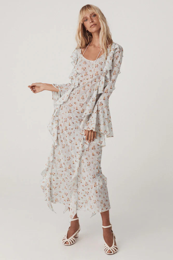 Fleur Frill Bias Maxi Dress