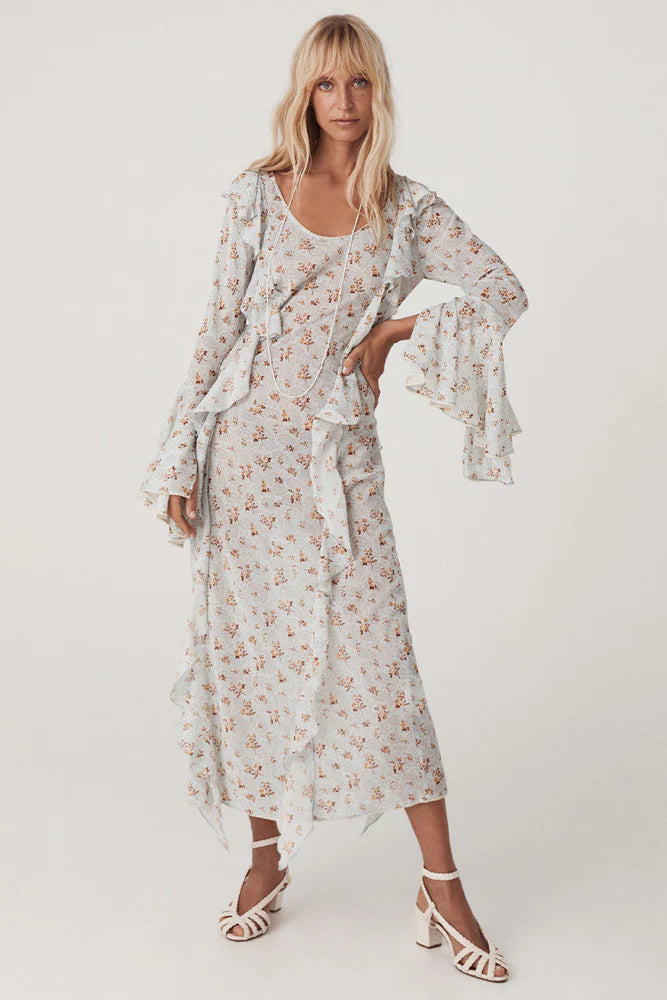 Fleur Frill Bias Maxi Dress