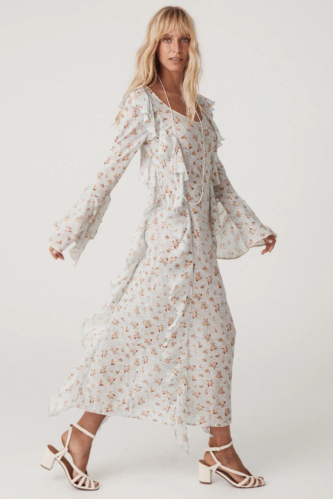 Fleur Frill Bias Maxi Dress